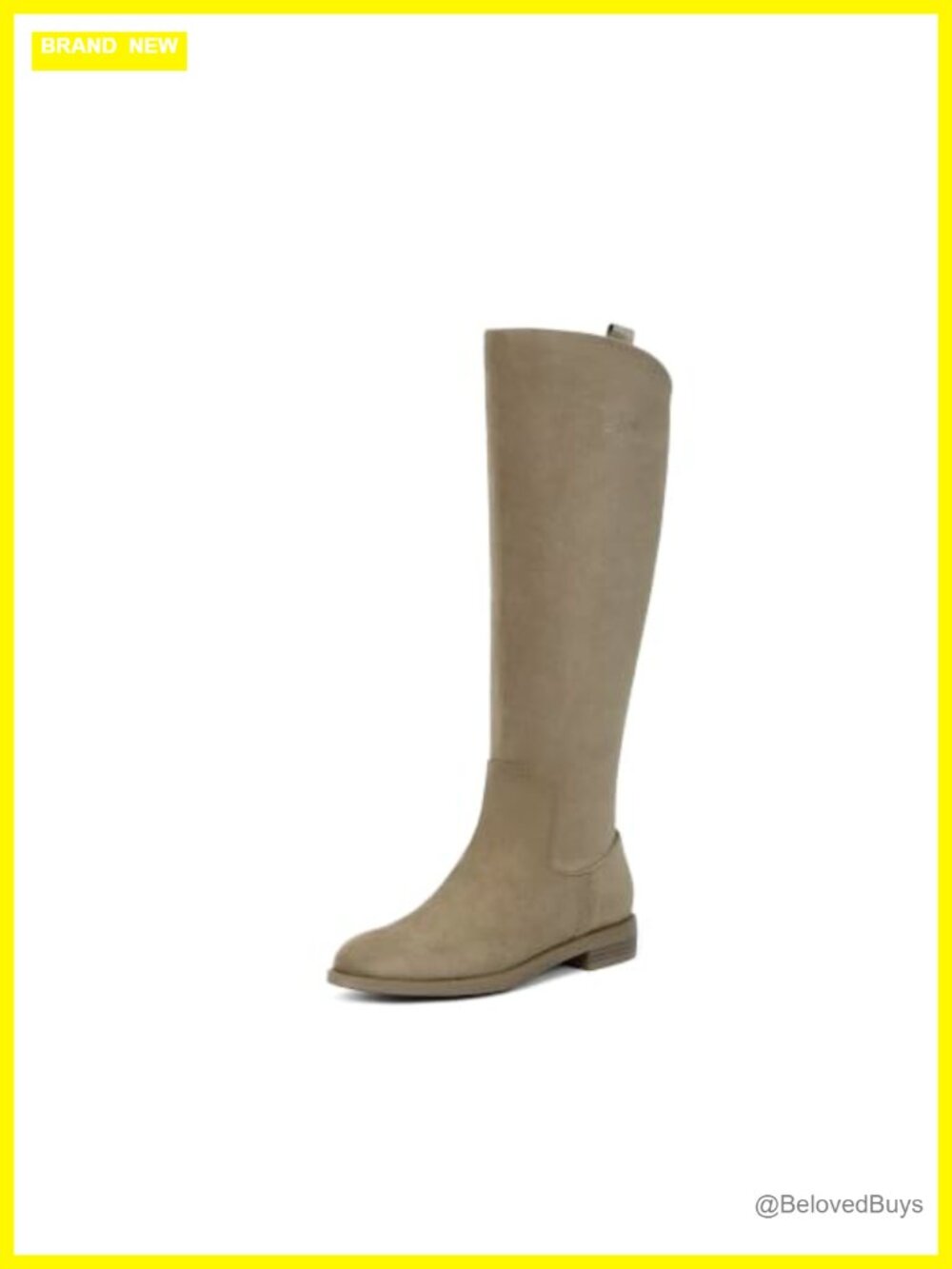 Faux Suede Knee High Riding Boots Women Round Toe Flat Chunky Heel